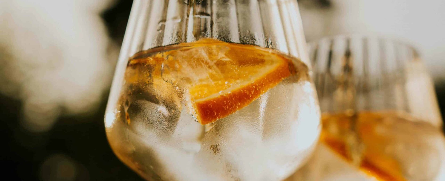 verres de gin tonics avec des tranches d'orange